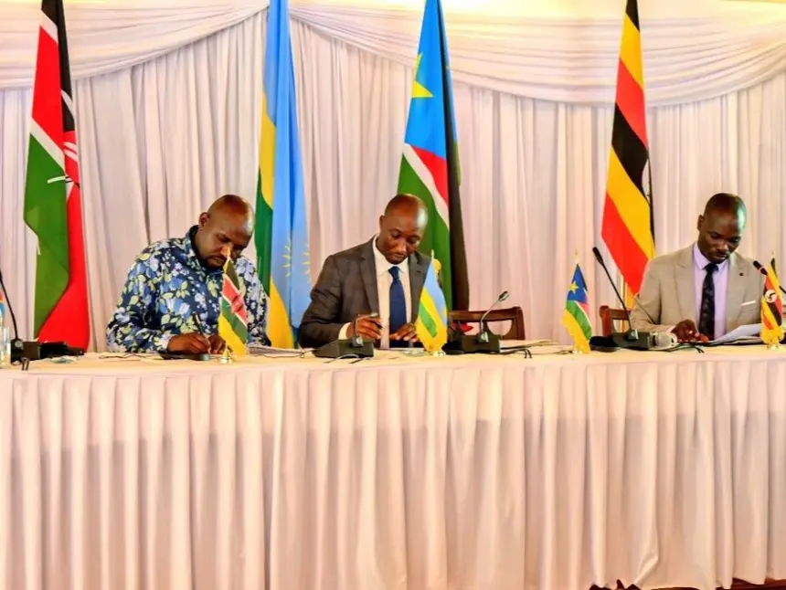 CS Murkomen with his regional counterparts during the signing of the agreement. Image: courtesy.